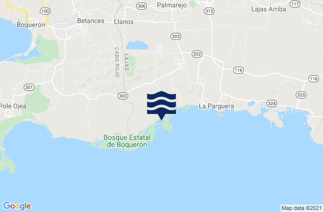 Mapa de mareas Llanos Barrio, Puerto Rico