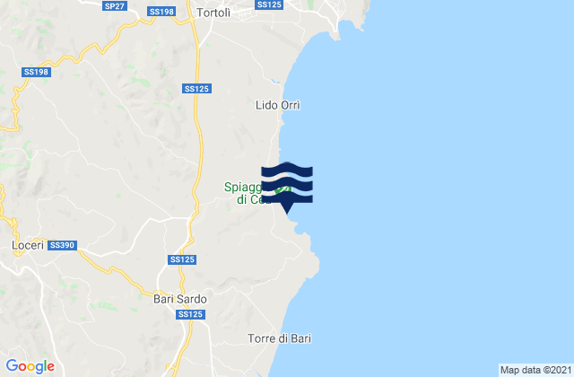 Mapa de mareas Loceri, Italy