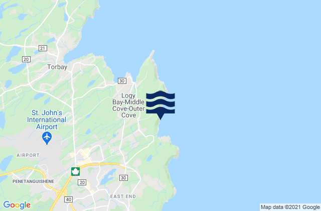 Mapa de mareas Logy Bay, Canada