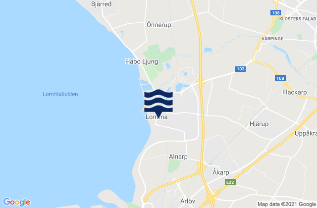 Mapa de mareas Lomma, Sweden