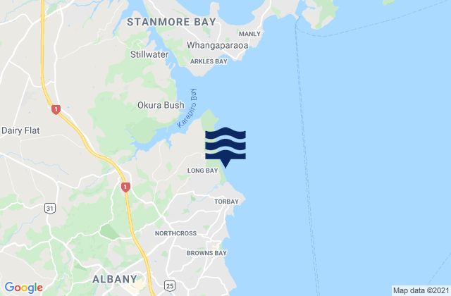 Mapa de mareas Long Bay, New Zealand