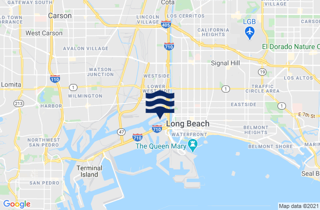 Mapa de mareas Long Beach (Inner Harbor), United States