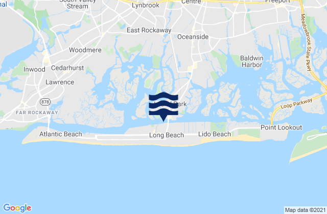 Mapa de mareas Long Beach inside between bridges, United States