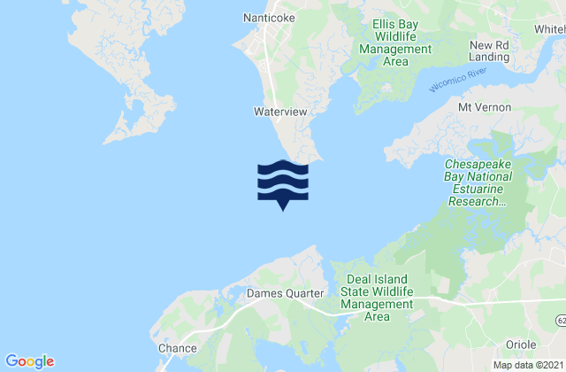 Mapa de mareas Long Point and Nanticoke Point between, United States