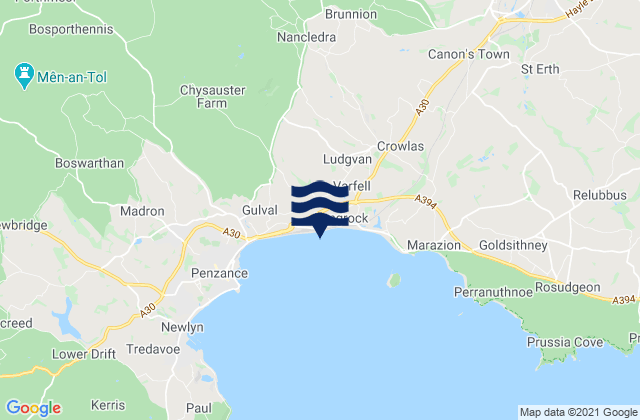 Mapa de mareas Long Rock Beach, United Kingdom