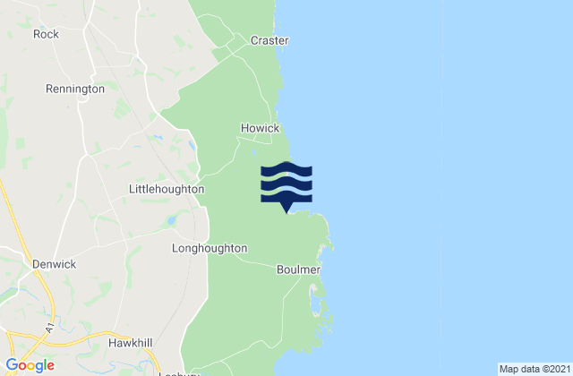 Mapa de mareas Longhoughton Beach, United Kingdom