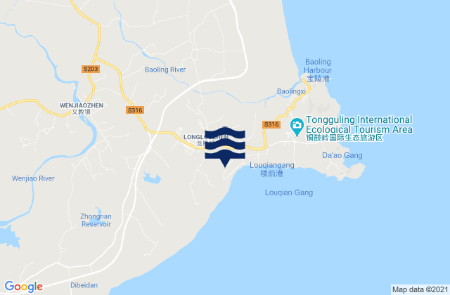 Mapa de mareas Longlou, China