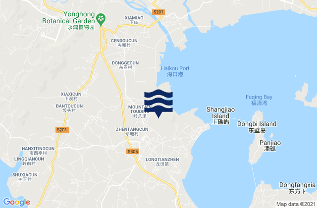 Mapa de mareas Longtian, China