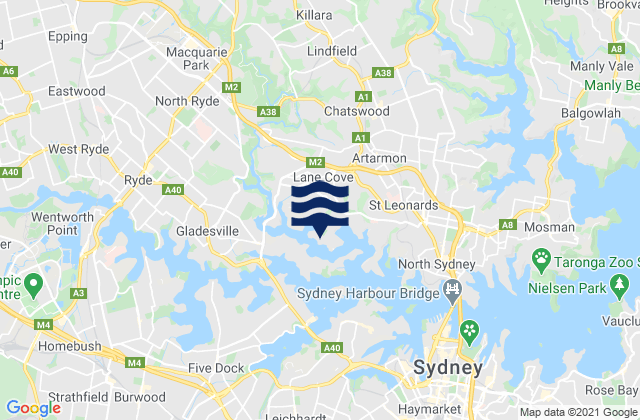 Mapa de mareas Longueville, Australia