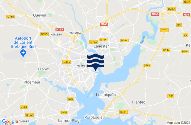 Mapa de mareas Lorient (Arsenal), France