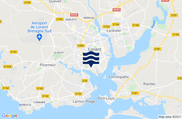 Mapa de mareas Lorient, France