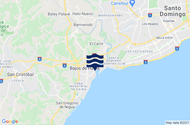 Mapa de mareas Los Alcarrizos, Dominican Republic