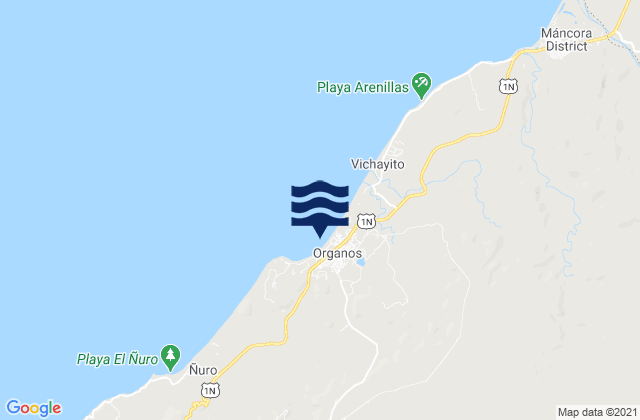Mapa de mareas Los Organos, Peru