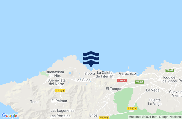 Mapa de mareas Los Silos, Spain