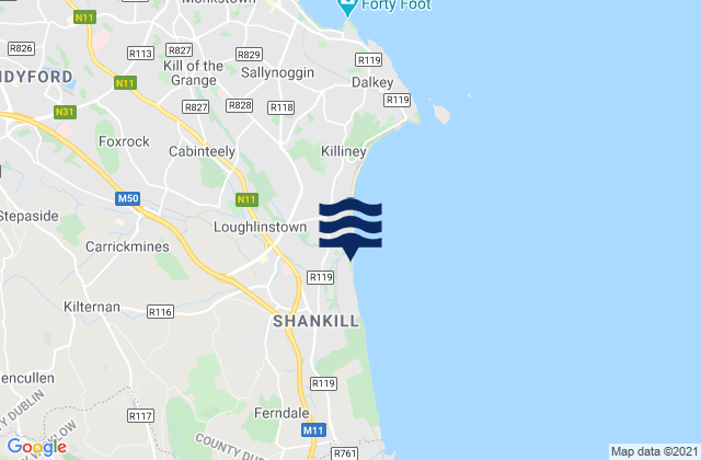 Mapa de mareas Loughlinstown, Ireland