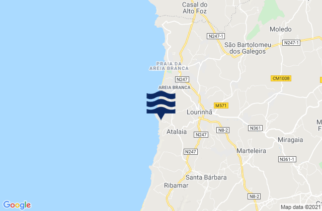 Mapa de mareas Lourinhã, Portugal