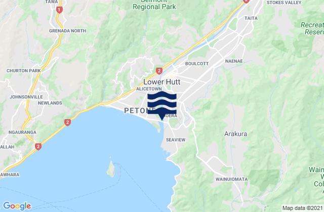 Mapa de mareas Lower Hutt, New Zealand