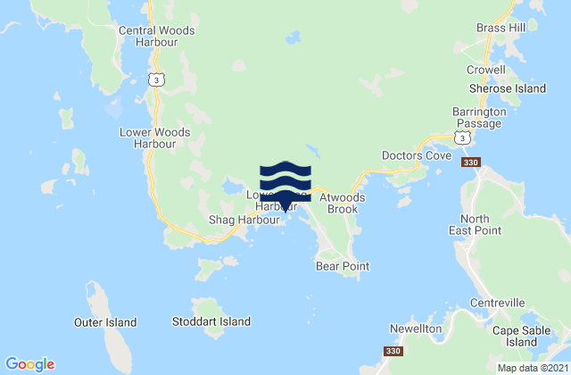 Mapa de mareas Lower Shag Harbour, Canada