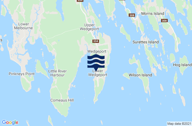 Mapa de mareas Lower Wedgeport, Canada