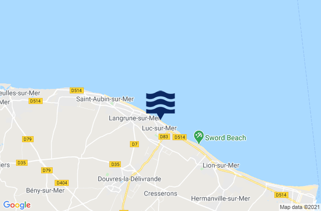 Mapa de mareas Luc Sur Mer, France