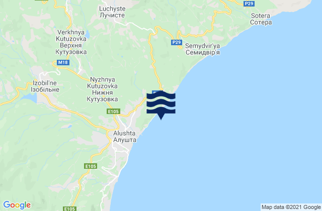 Mapa de mareas Luchistoye, Ukraine