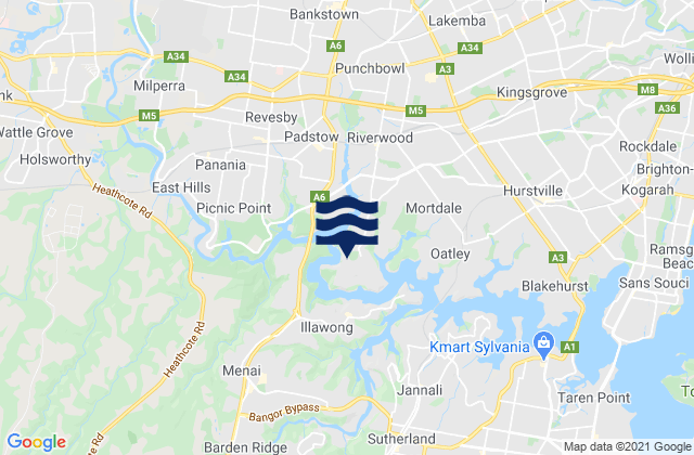Mapa de mareas Lugarno, Australia