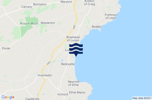 Mapa de mareas Lunan Bay Beach, United Kingdom