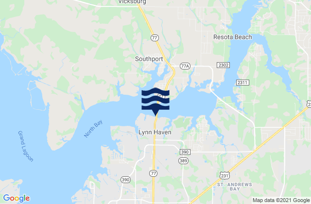 Mapa de mareas Lynn Haven (North Bay), United States