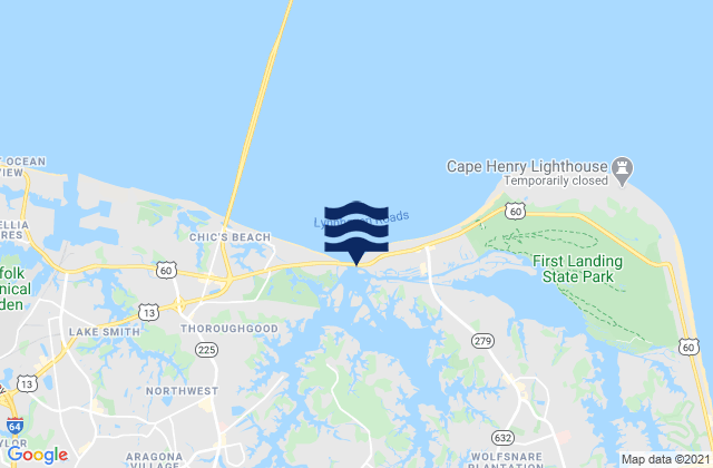 Mapa de mareas Lynnhaven Inlet (Virginia Pilots Dock), United States