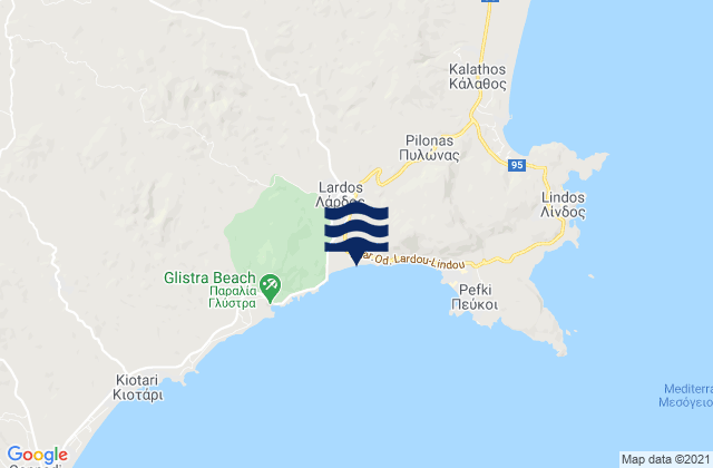 Mapa de mareas Lárdos, Greece