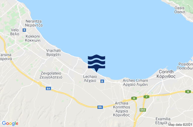 Mapa de mareas Lékhaio, Greece