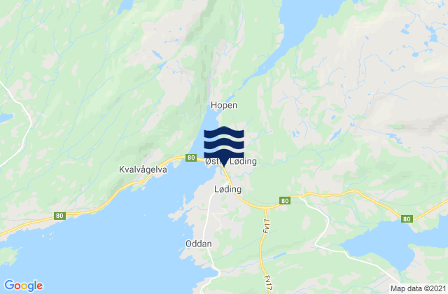 Mapa de mareas Løding, Norway