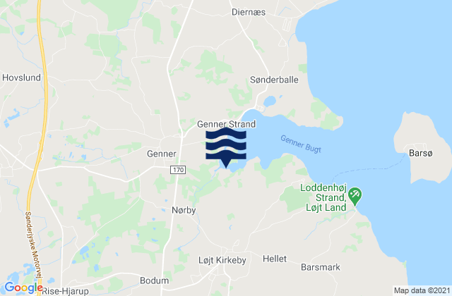Mapa de mareas Løjt Kirkeby, Denmark