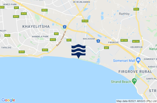 Mapa de mareas Macassar Beach, South Africa