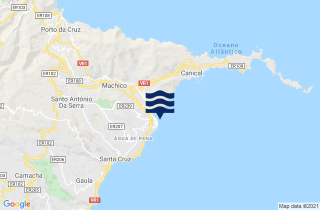 Mapa de mareas Machico, Portugal