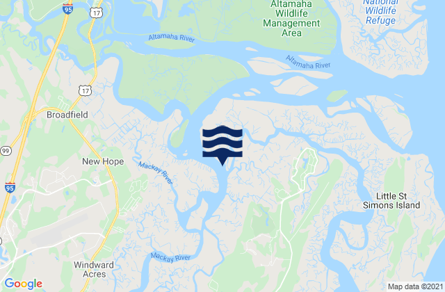 Mapa de mareas Mackay River (ICWW) Buttermilk Sound, United States