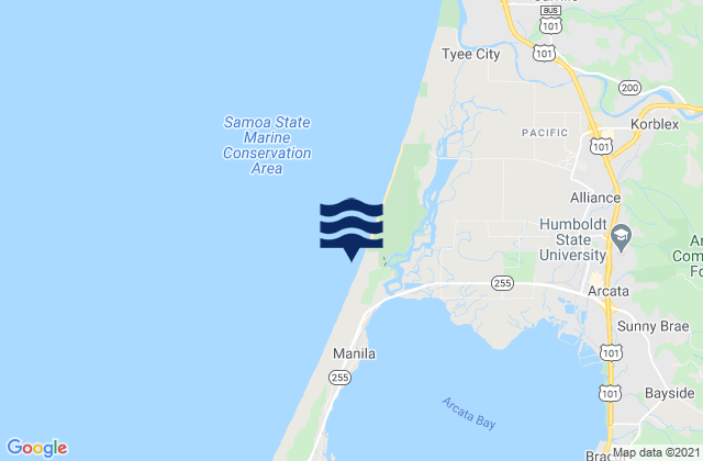 Mapa de mareas Mad River Slough Arcata Bay, United States