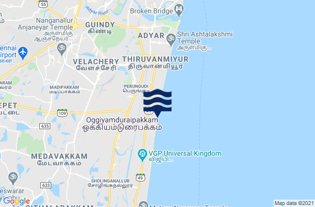Mapa de mareas Madipakkam, India