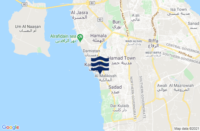 Mapa de mareas Madīnat Ḩamad, Bahrain