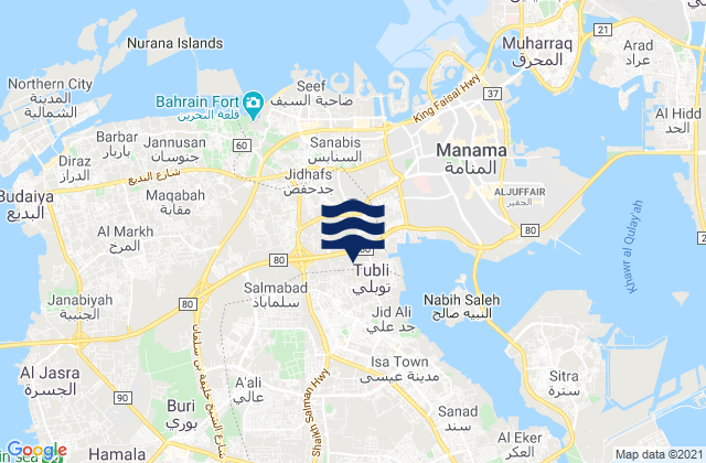 Mapa de mareas Madīnat ‘Īsá, Bahrain