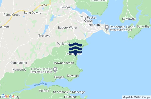 Mapa de mareas Maenporth Beach, United Kingdom