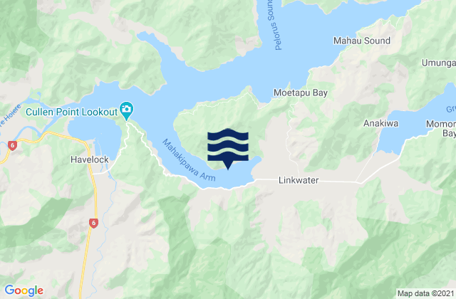 Mapa de mareas Mahakipawa Arm, New Zealand