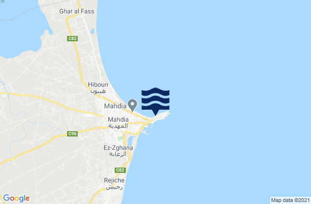 Mapa de mareas Mahdia, Tunisia