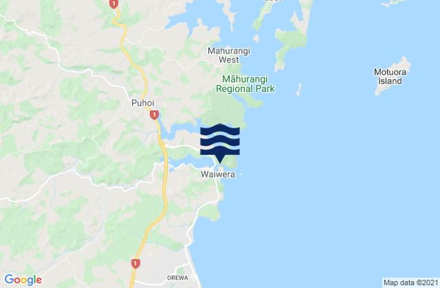 Mapa de mareas Mahurangi Island, New Zealand