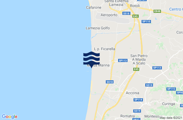 Mapa de mareas Maida, Italy