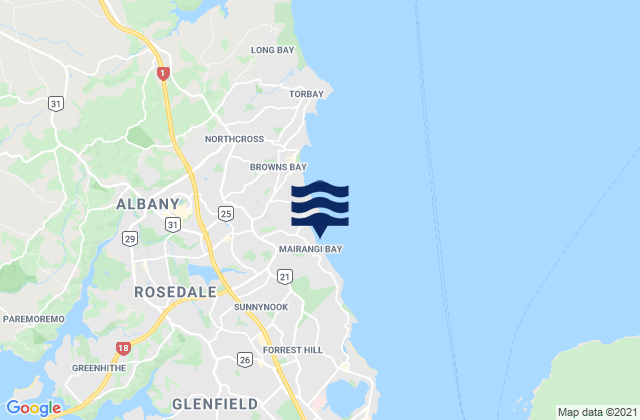Mapa de mareas Mairangi Bay, New Zealand