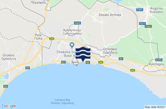 Mapa de mareas Makrásyka, Cyprus