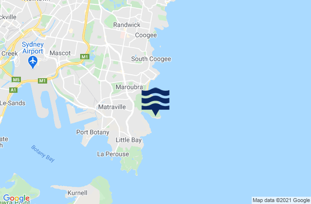 Mapa de mareas Malabar Beach, Australia