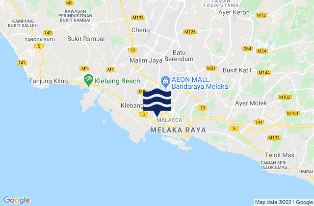 Mapa de mareas Malacca, Malaysia