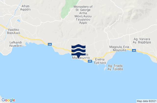 Mapa de mareas Malakónta, Greece